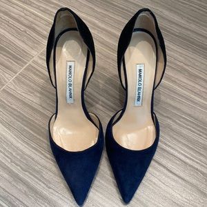 Manolo Blahnik navy and black heels